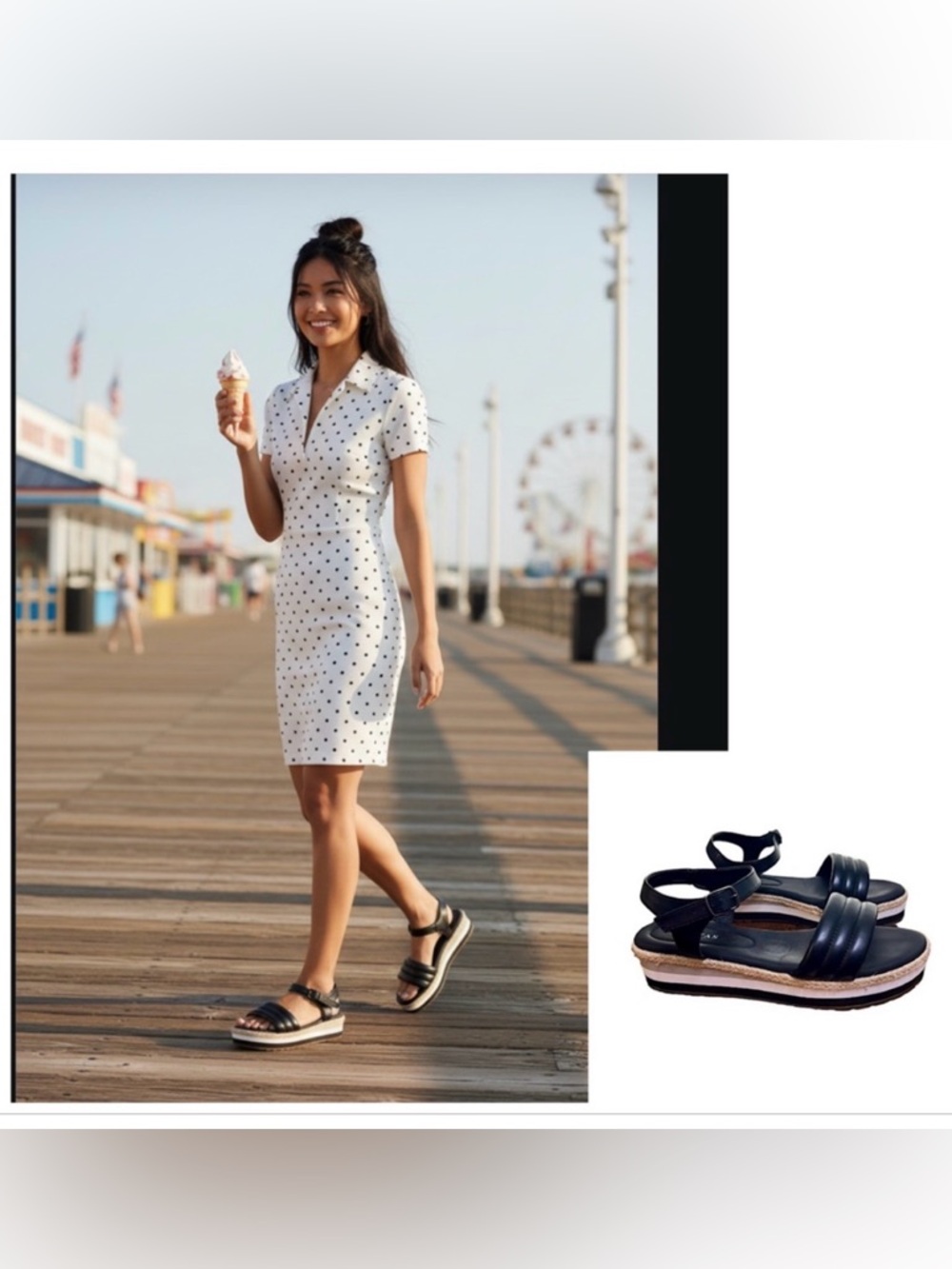 Elditas Sandals Black strappy slight platform buckle closure ratan details  8.5